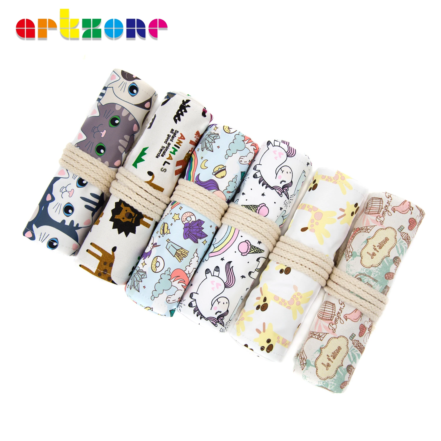 Case 12/24/36/48 Holes Kawaii Art Roll Pen Bags Cute Pencil Wrap Pouch Students Storage Stationery School Supplies