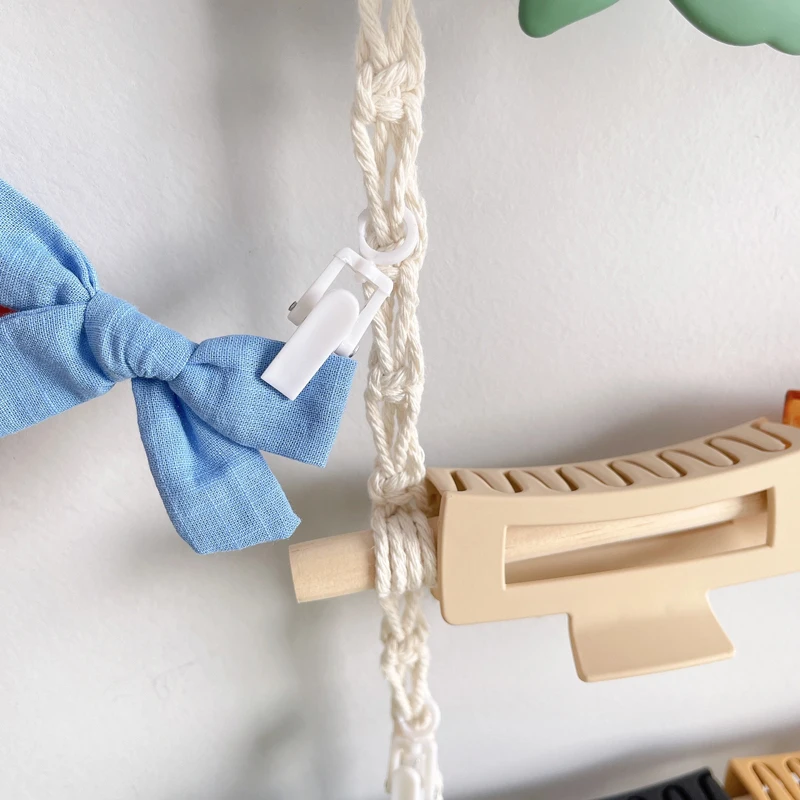 New Bohemia Diy Artificial Woven Hair Accessories Hairpin Storage Rack Cotton Rope Tapestry Tassel Home Wall Hanging Decoration