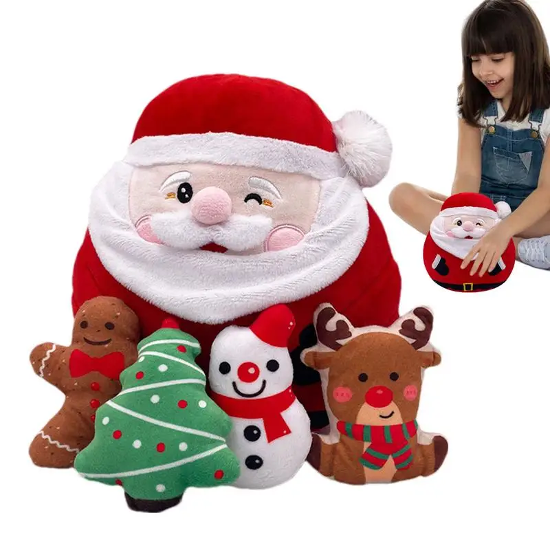 

Elk Stuffed Animal Christmas Santa Claus Flexible Plushies Pillow Cartoon Snowman Soft Plush Doll Home Decoration Supplies