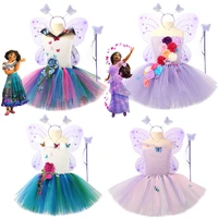 disney girl fancy flower butterfly encanto isabela princess mesh tutu dress kids birthday christmas mirabel cosplay costume set