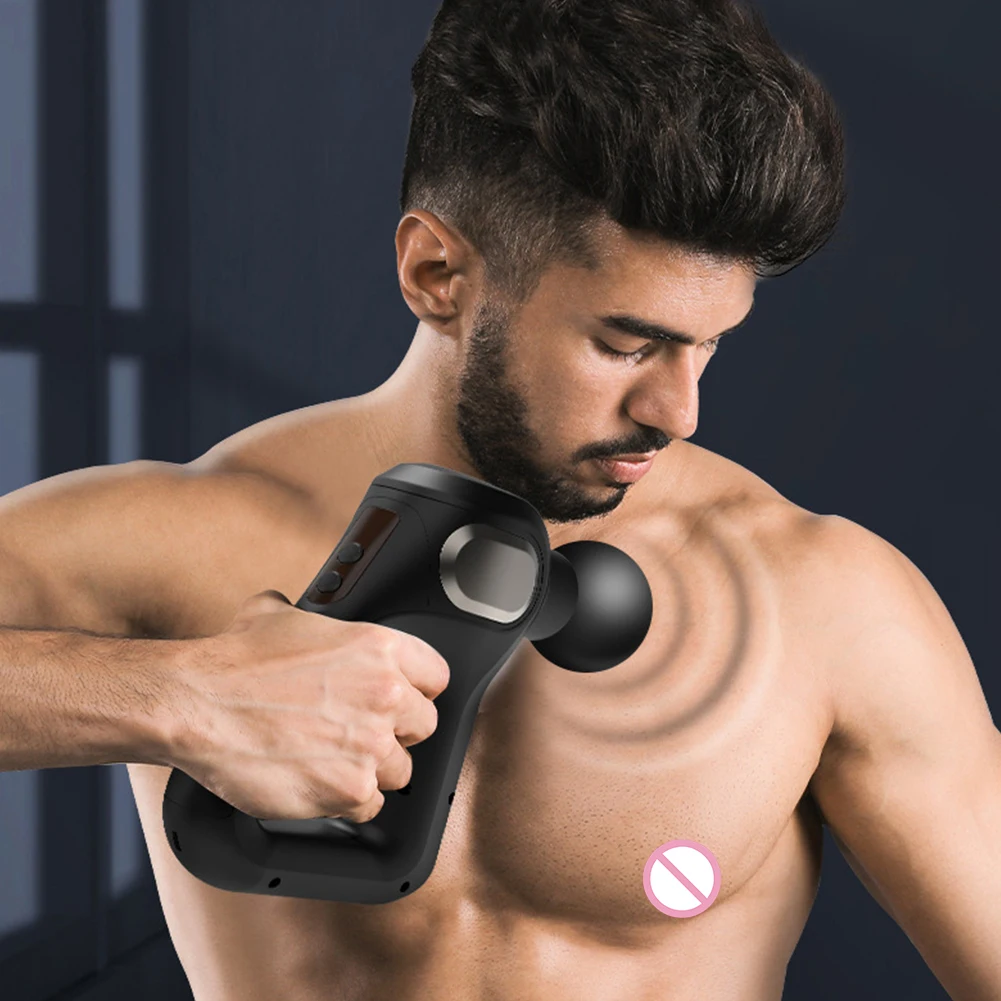 

LCD Display Handheld Triangular USB Fascia Gun with 8 Heads Portable Pocket Back Neck Muscle Massager Body Relaxing Pain Relief
