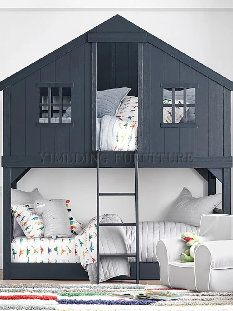 Детская двухъярусная кровать из массива дерева высокий и низкий магазин со