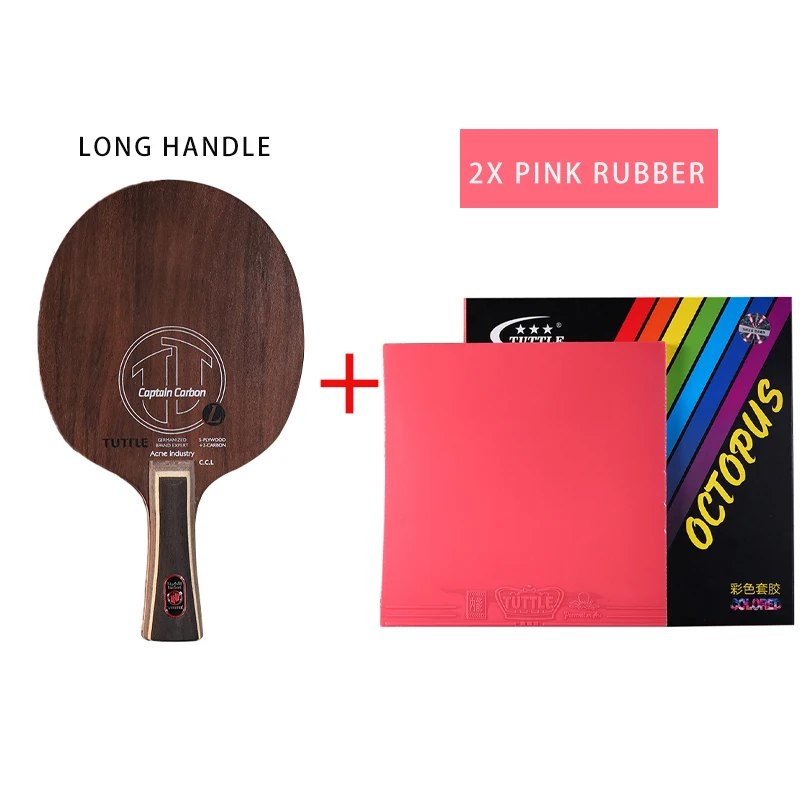 

1Set Ping Pong Paddle 7Ply Table Tennis Racket Carbon Fiber Short Long Handle Pimples In High Elastic Sponge 1xBlade 2xRubbers