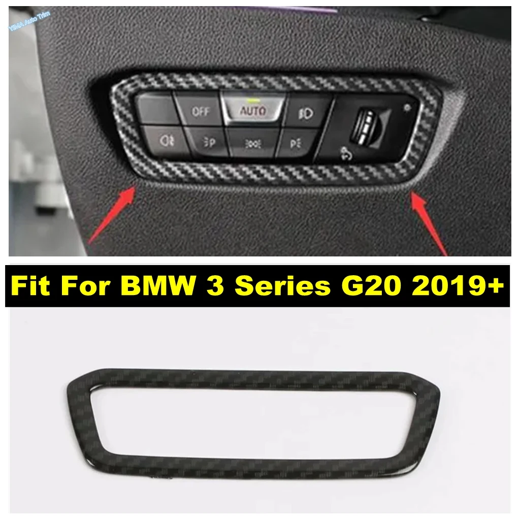 

Для BMW 3 серии G20 2019-2024 углеродное волокно, салон автомобиля, переключатель фар, рамка, наклейка, декоративная наклейка