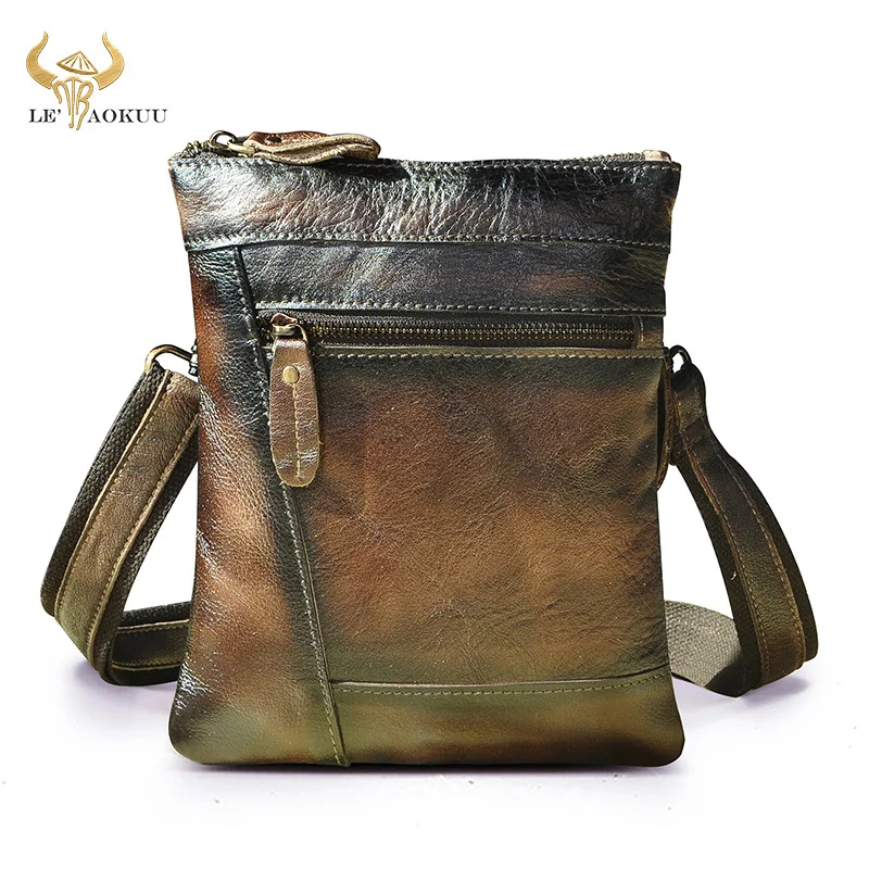 

Soft Real Leather Male Design Coffee Shoulder Messenger bag Fashion Cross-body Bag 9" Tablet School University Student bag 7001