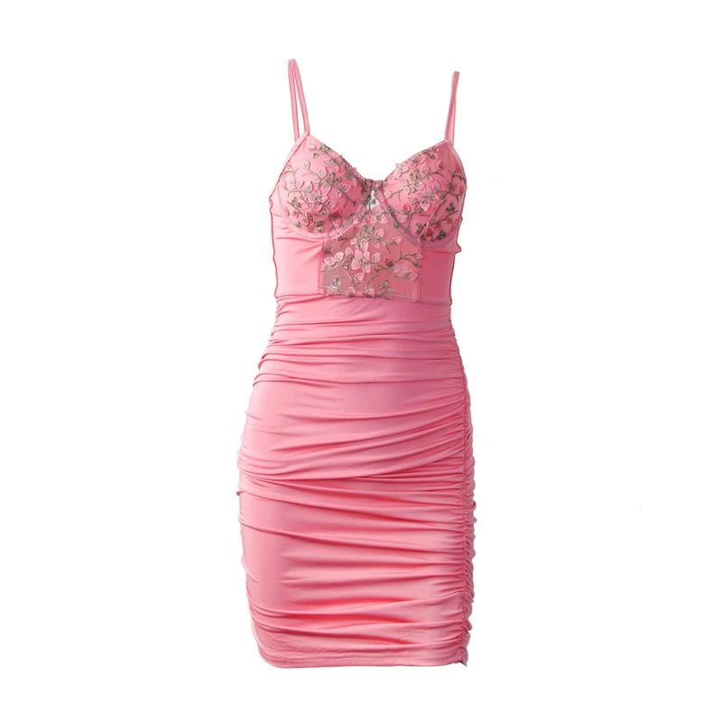 

Summer Pure Color Sundress Sexy Spaghetti Strap Camisole Mini Dress Party Dress