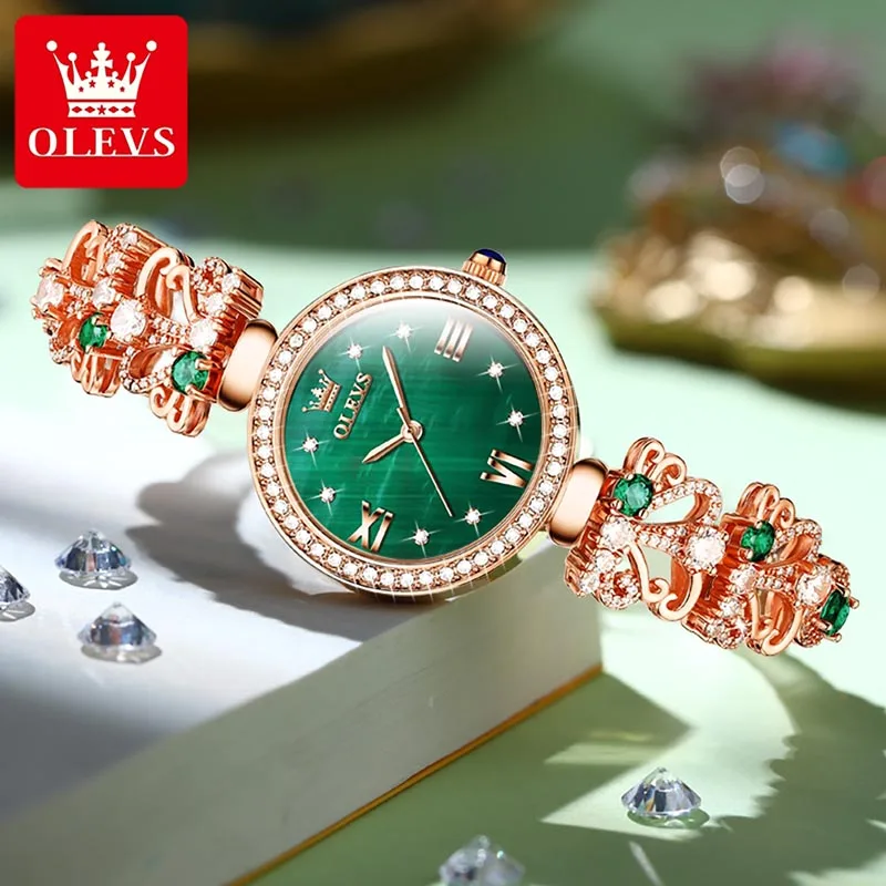 OLEVS Casual Fashion Quartz Womens Watches Trend Ladies Watch Slim Dial Design Diamond 2023 New Women Clock 30M Waterproof 9958