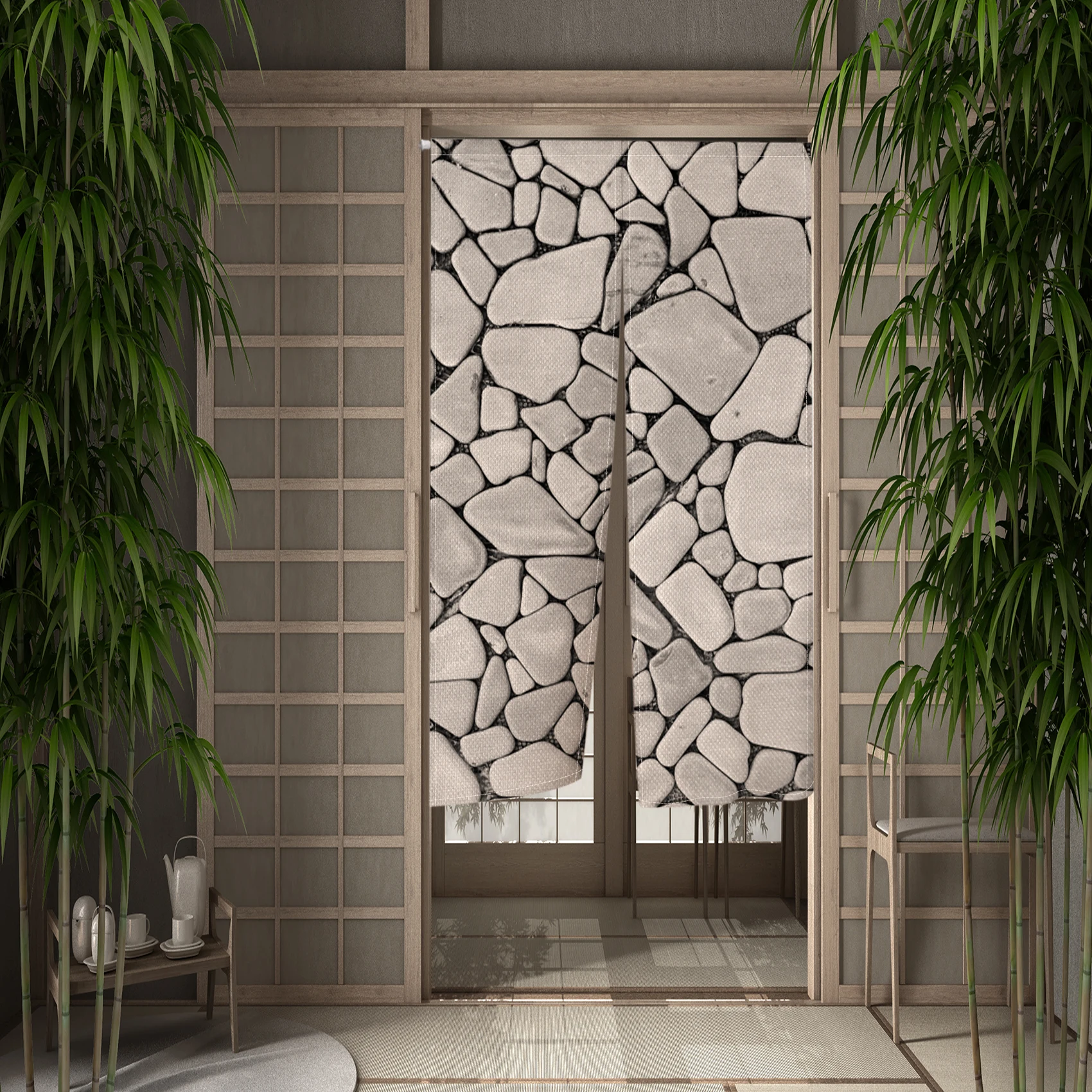

Modern Simple Stone Pattern Door Curtain Creative Design Home Bedroom Decor Kitchen Dining Entrance Partition Hanging Curtains