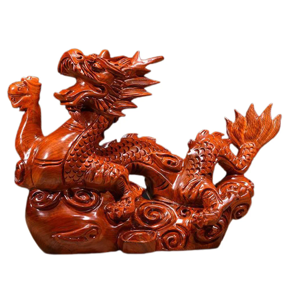 

Dragon Decoration Wooden Dragon Statue Zodiac Dragon Figurine Table Dragon Decor