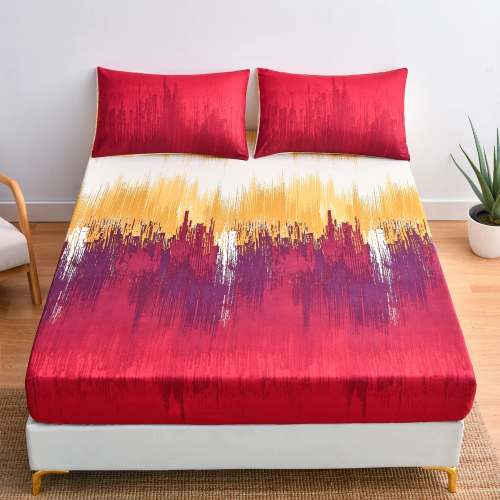 

Fitted Sheet Bed Mattress King Queen Size Sheet All-around Elastic Rubber Band Non-slip Dustproof Bed Sheet