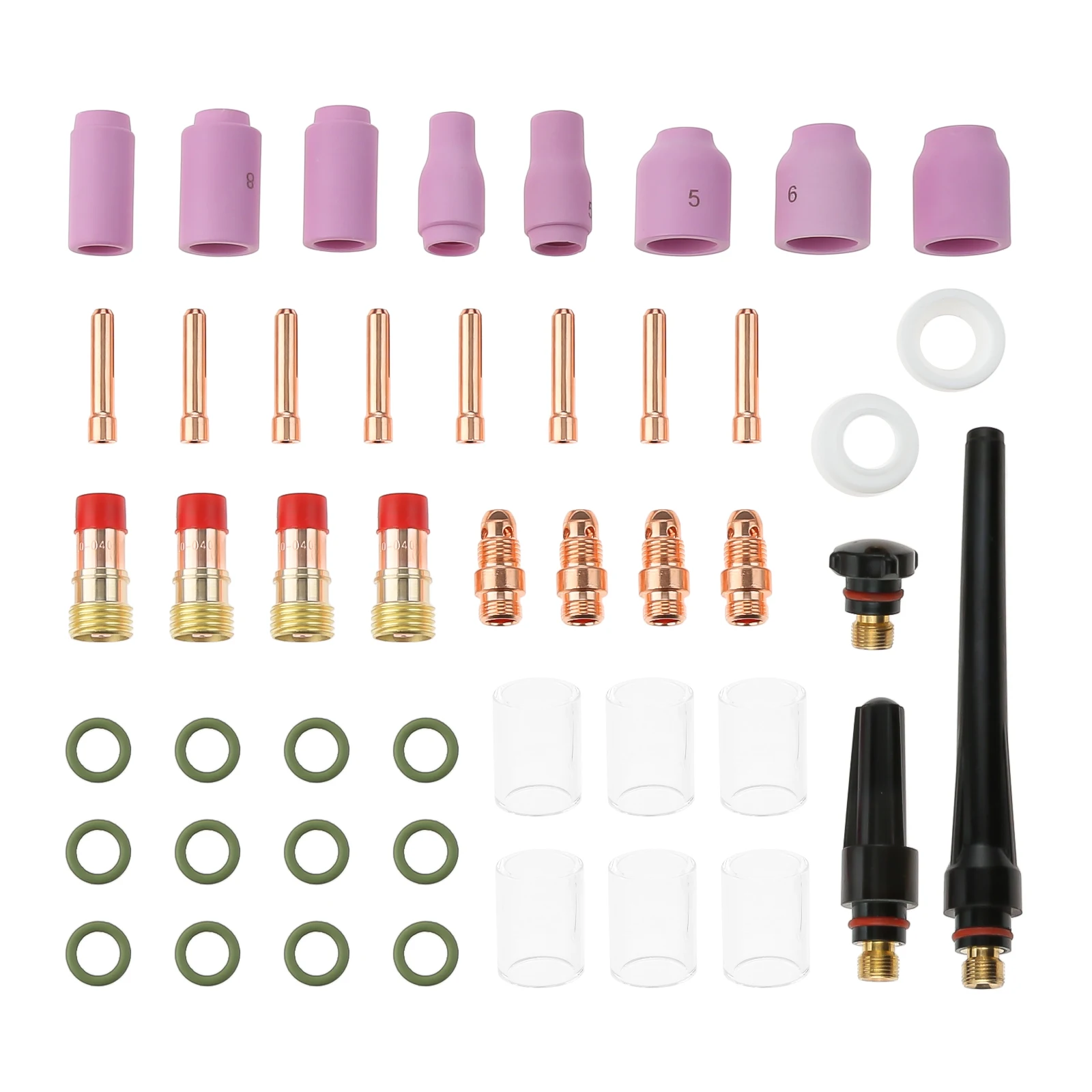 

49pcs Replacement TIG Welding Torch Stubby Gas Lens #10 Pyrex Glass Cup Kit For WP-17/18/26 Copper Electrode Clip Arc Welding
