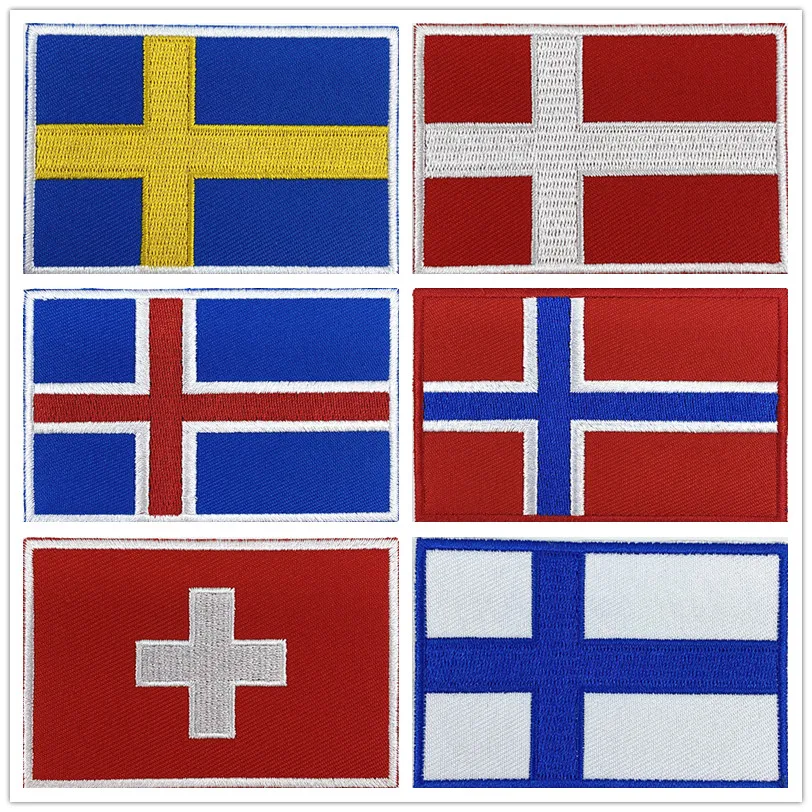 Швеция Норвегия Дания Исландия Финляндия Швейцария нашивки с вышивкой значки