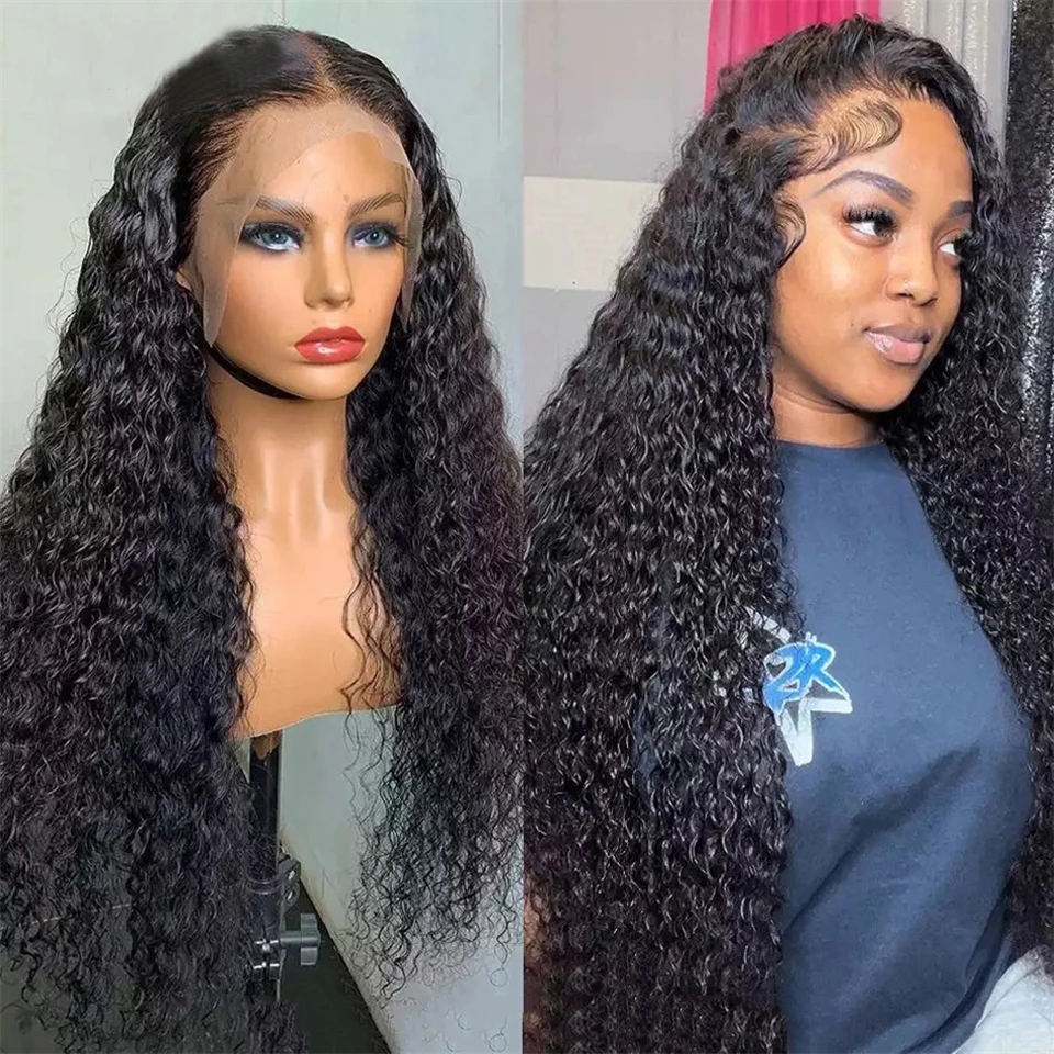 

30 Inch Human Hair Wig T Part Human Hair Wigs Pre Plucked Brazilian Front Wig Wet And Wavy Lace Frontal Wig Water Curly Hair Wig