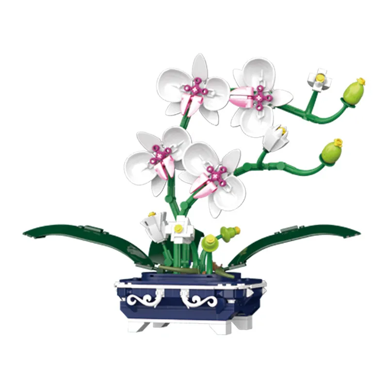 

Moc Bouquet Orchid Flowers Mini Building Blocks City Romantic Home Decoration Diy Friends Bricks Toys for Children Girls Gift