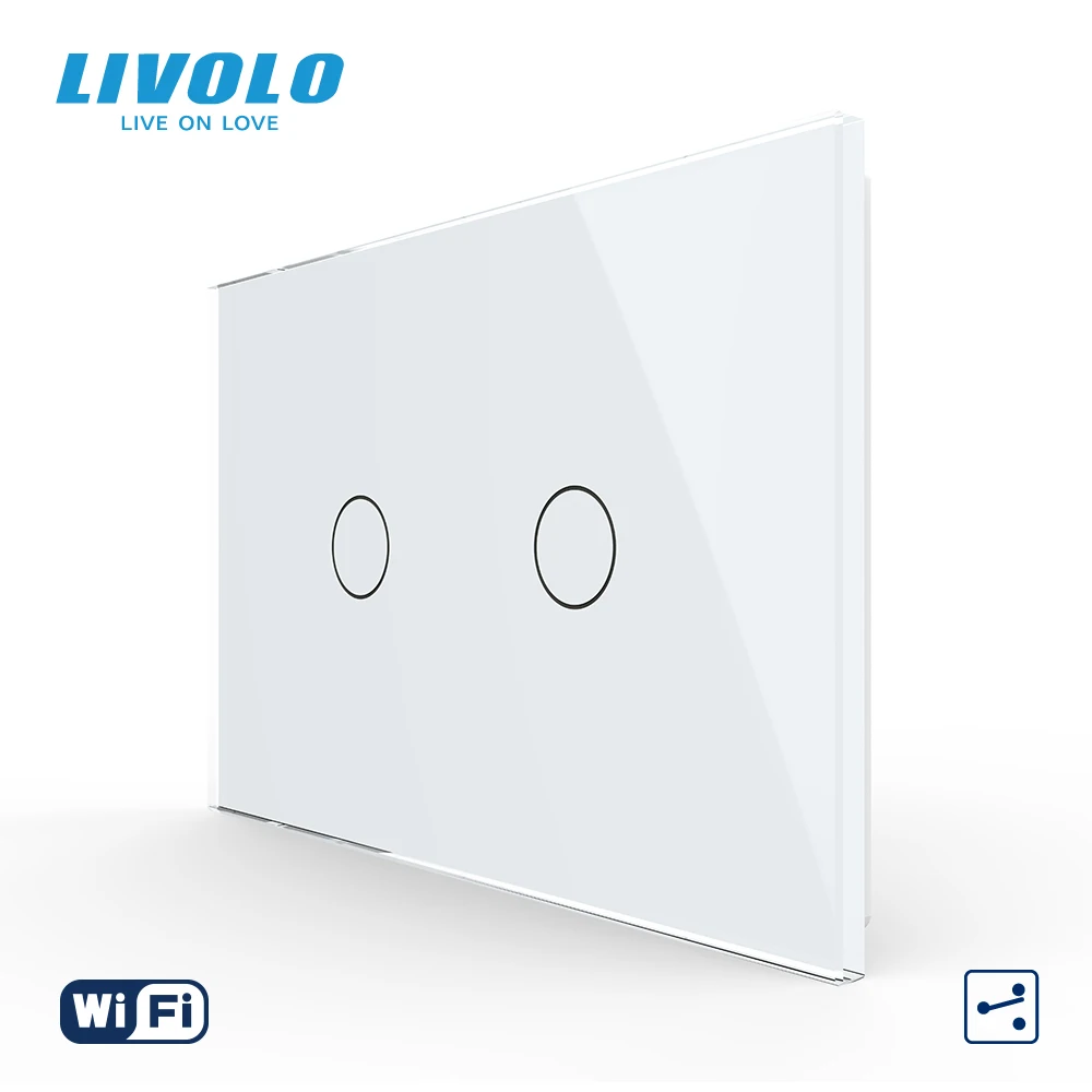 

Умный выключатель Livolo стандарта США с Wi-Fi, настенный сенсорный выключатель с беспроводным Управлением по лестнице, 2 клавиши, 2 канала, 10 А, 110-220 В, для Google Home,Aleax
