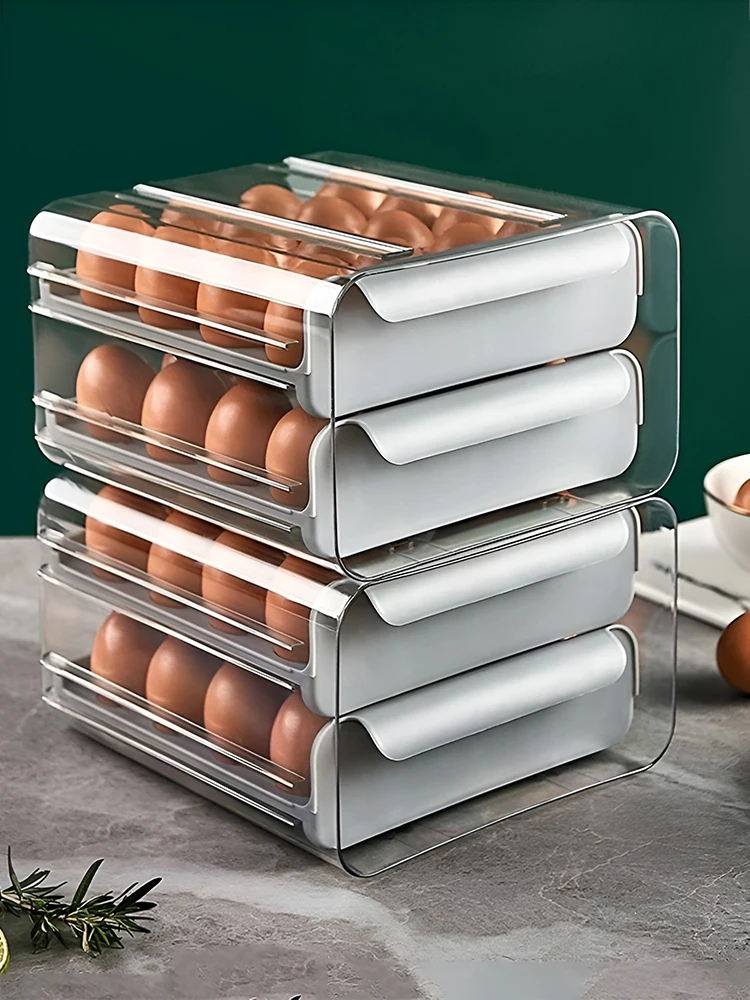 

Прозрачный двухслойный ящик для хранения яиц, кухонный Органайзер с 32 яичницами, для холодильника, дома