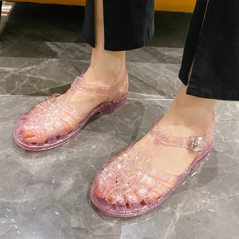 Plastic Sandals Women Summer Shoes Free Shipping Promotion Ladies Casual Flat Hollow Jelly Sandal Beach Shoes Sandalias De Mujer