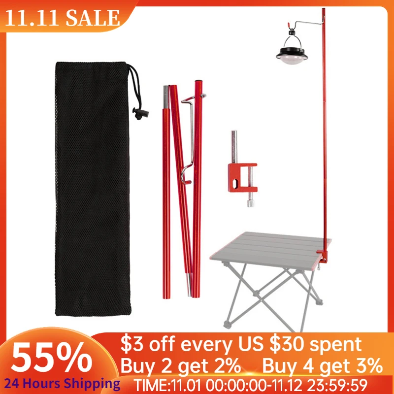 

Portable Foldable Camping Lantern Stand Aluminum Alloy Outdoor Camping Lamp Light Post Fixing Holder Detachable Hanger Bracket