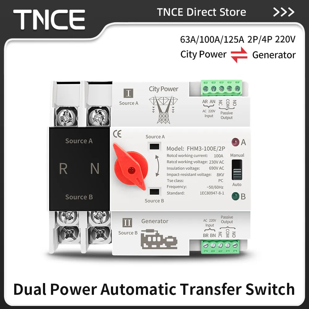 

Автоматический переключатель АВР TNCE 2P 4P 63A 100A 125A