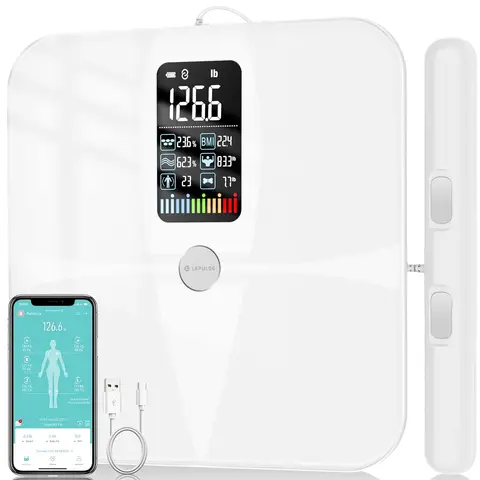 Весы и весы для жира, 8-электродные интеллектуальные весы для телесного жира, цифровые весы для ИМТ с большим экраном, с анализатором отчета