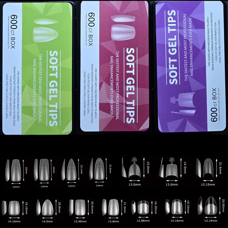 600 шт./кор. легкие полное покрытие матовые накладки для ногтей ультратонкие без