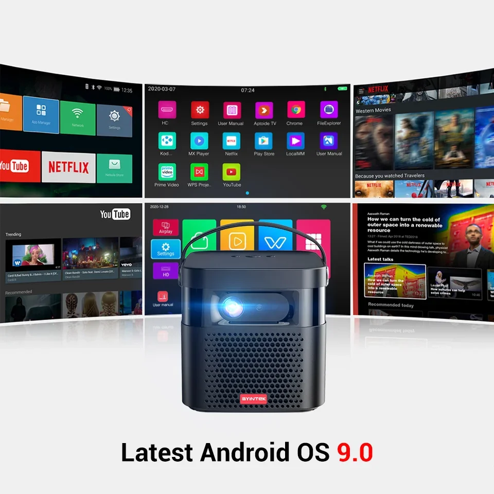 U70 Pro Mini Smart Wi-Fi Beamer Дисплей Портативный проектор DLP Android 3D 4K Проектор для