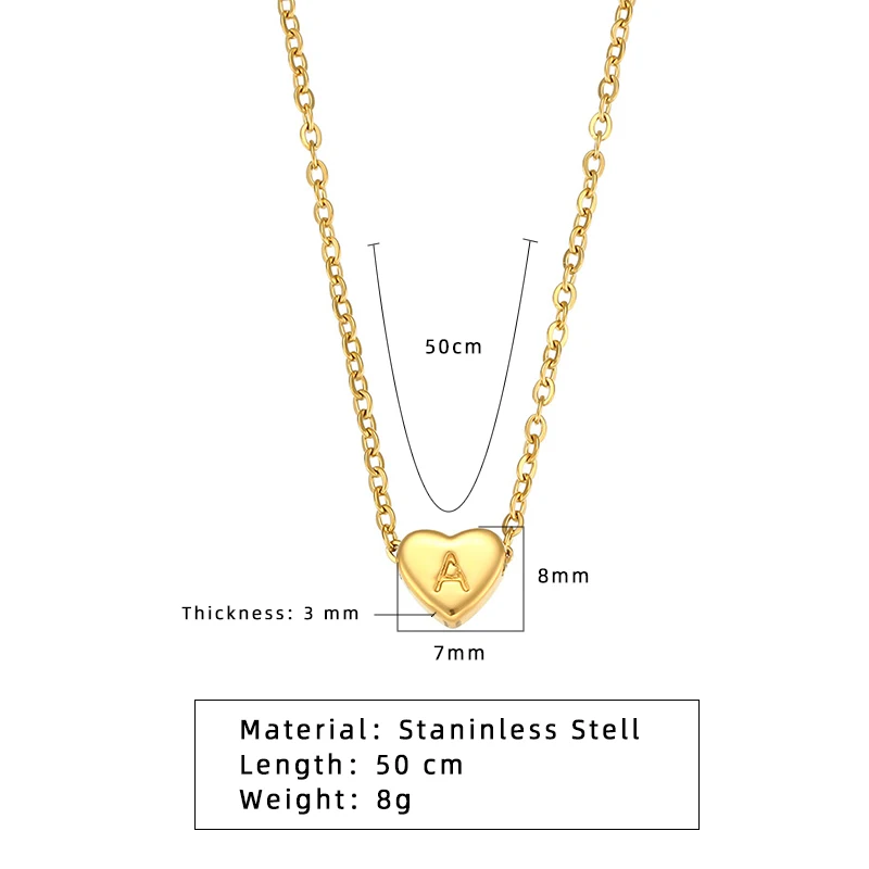 HIYEE Beautiful Delicate Peach Heart Jewelry Stainless Steel Plating Gold Delicate Heart Letter Pendant Necklace Love Pendant
