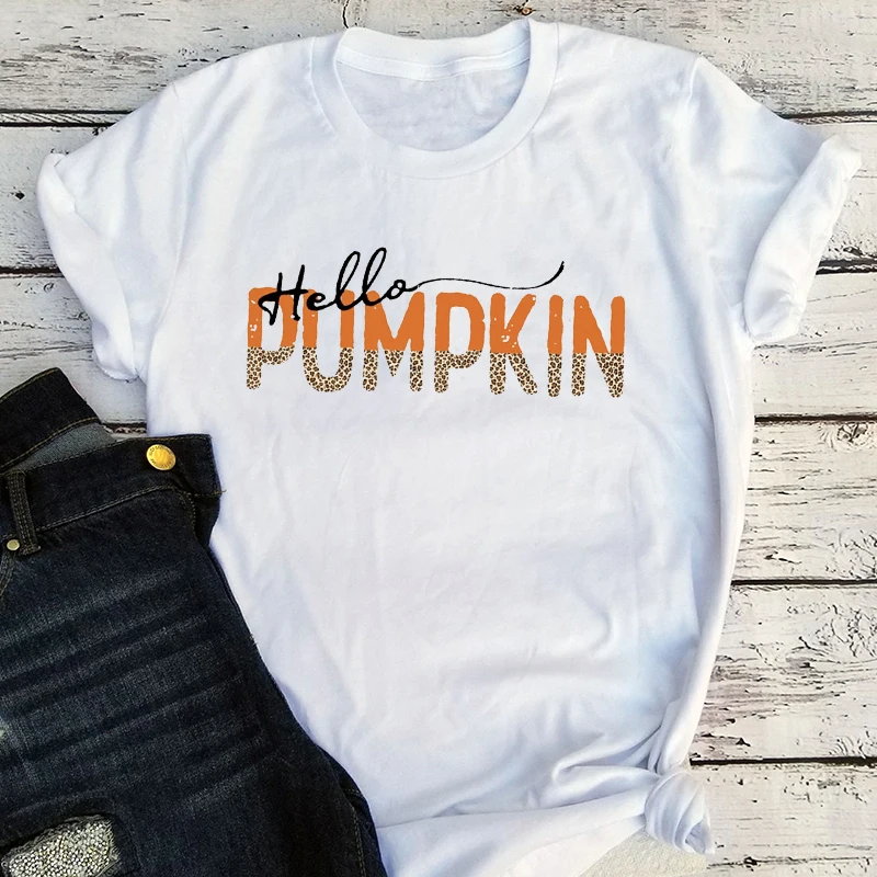 

Halloween Pumpkin Shirt Fall Tshirt Leopard Pumpkin Top Halloween Gift for Women Pumpkin Kawaii Clothes Fall Gifts