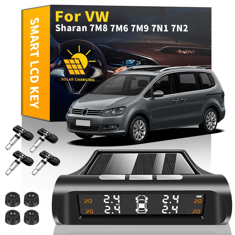 

Car TPMS Tire Pressure Monitoring System Solar Power Digital LCD Display For Volkswagen Sharan 7M8 7M6 7M9 7N1 7N2 Accessories