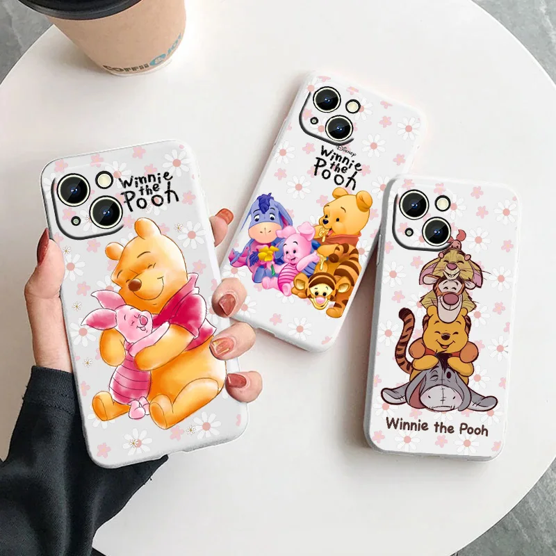 

Disney Winnie Pooh For Samsung Galaxy S23 S22 S21 S20 FE Ultra Plus S10 Lite 5G Liquid Rope Phone Case