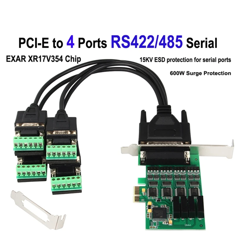 Фото PCI Express на 4 порта, высокоскоростная RS422 RS485 многосерийная Pcie Industrial I/O карта Exar 17V354 с низкопрофильным кронштейном №2