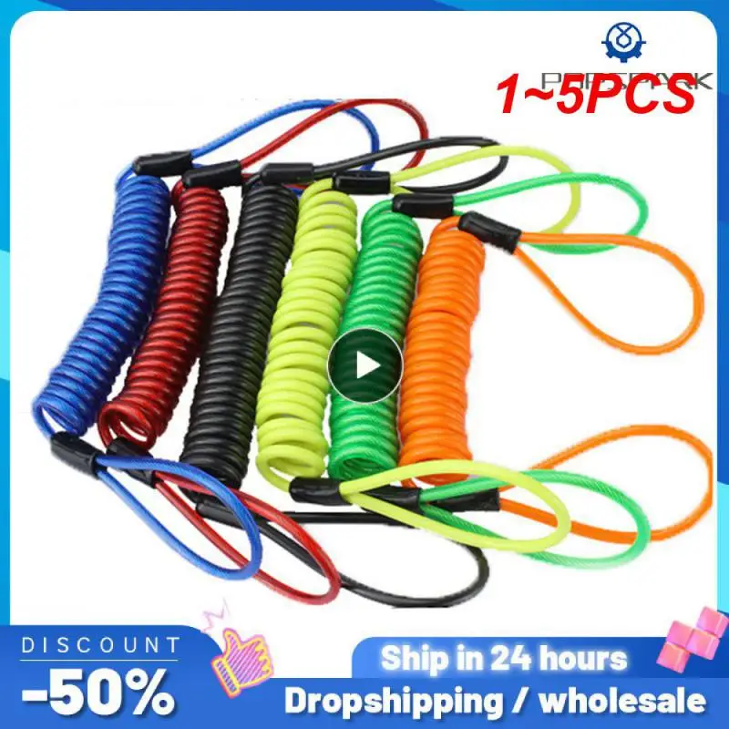 

1~5PCS 120cm Bike Scooter Lock Rope Motorcycle Motorbike Wheel Disc Reminder Coil Anti Thief Security Spring Cable Wire