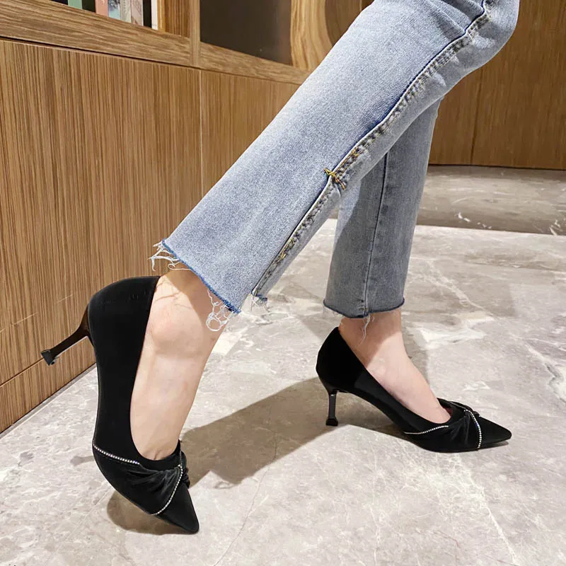 2023 new style Woman Rhinestone Heeled Sandals Pointed Slingback Sandal Fashion Party Pumps 2023 Women Sexy Crystal High Heels