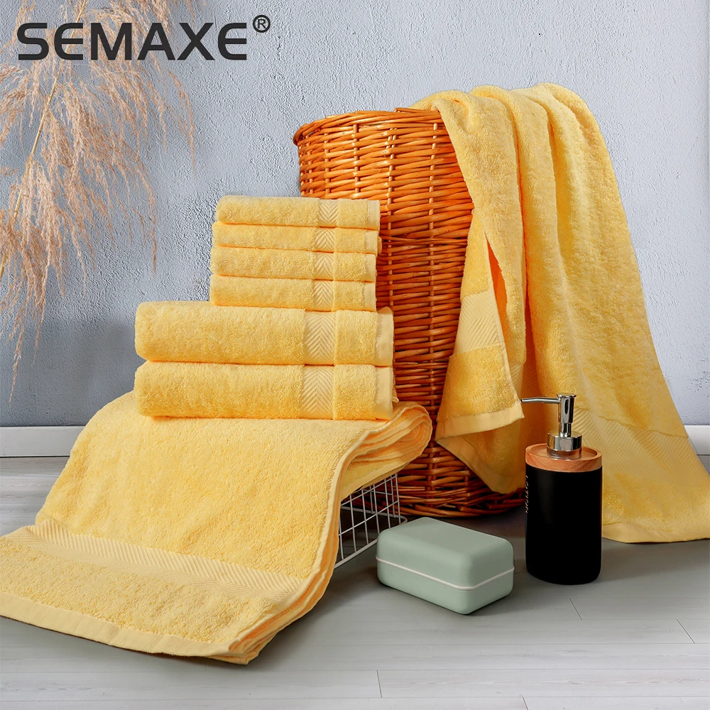 Set,2 Large Bath Towels,2 Hand Towels,4 Washcloths. Cotton Highly Absorbent Bathroom Towels (pack Of 8)
