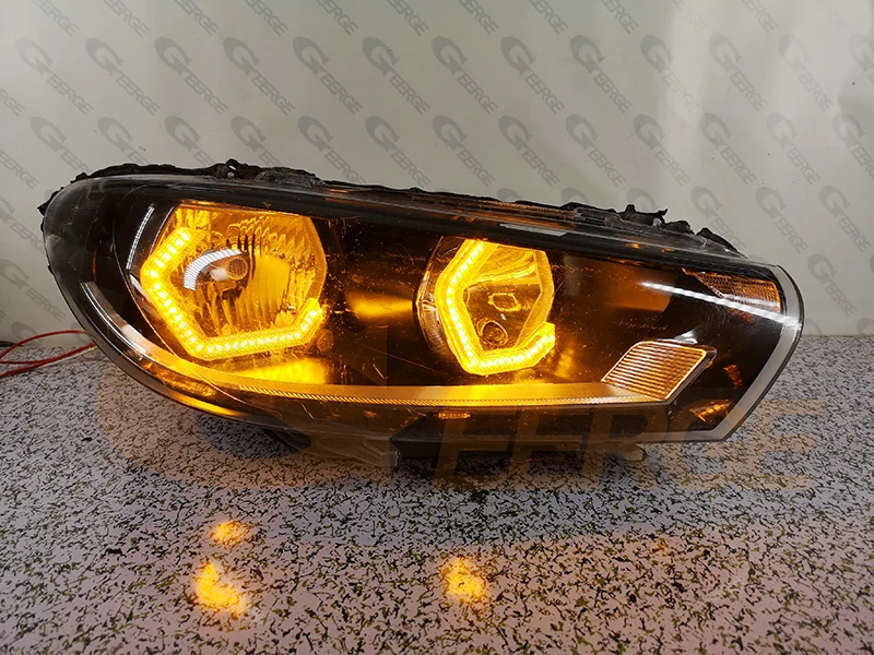 Фото Для Volkswagen VW Scirocco III MK3 2008-2017 ультра яркий 3D шестиугольник акриловая концепция M4 Знаковый стиль комплект светодиодов «глаза ангела» светильни... №5