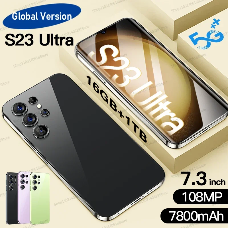 

Новинка, смартфон s23, оригинальный телефон android, 7800 мАч, сотовые телефоны 16 ГБ + 1 ТБ, мобильные телефоны, разблокировка HD, 7,3 дюйма