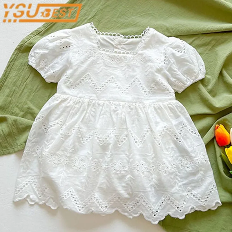 

Hollow Out Toddler Baby Girl Romper Dress Princess Short Sleeves Baby Girl Summer Solid Color Romper Dress Girl Jumpsuit Clothes