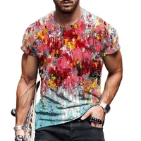 summer t shirt mens colorful graffiti 3d print abstract casual psychedelic round neck short sleeve street style new shirt