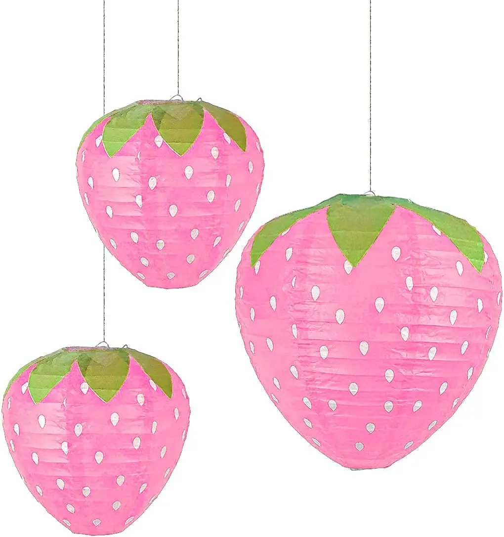 

Бумажные фонарики клубничные 3 шт.