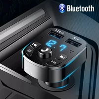 dual usb car charger smart bluetooth 5 0mp3 player fm bluetooth transmitter receiver wireless car kit music u disk tf card aux