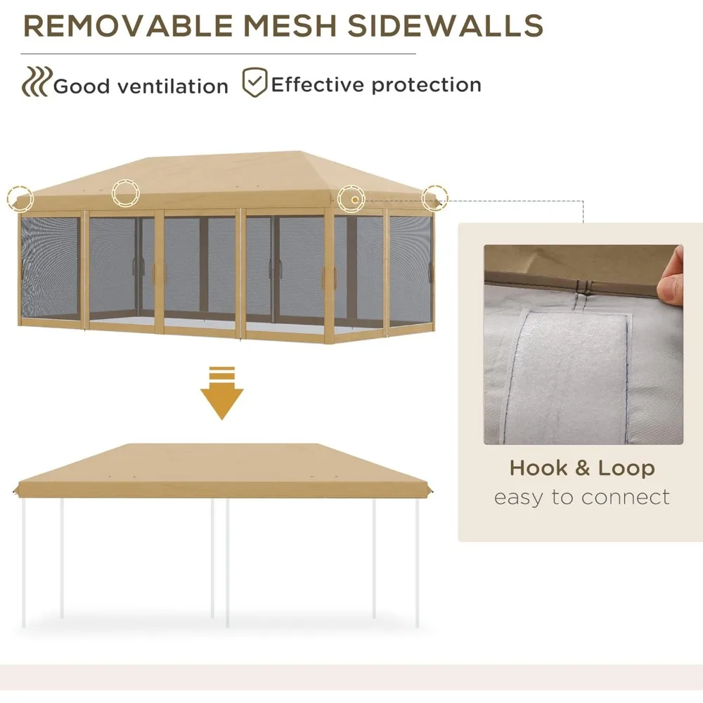Outsunny 10 'x 20' навес палатка с сеткой сверхпрочное солнцезащитное укрытие