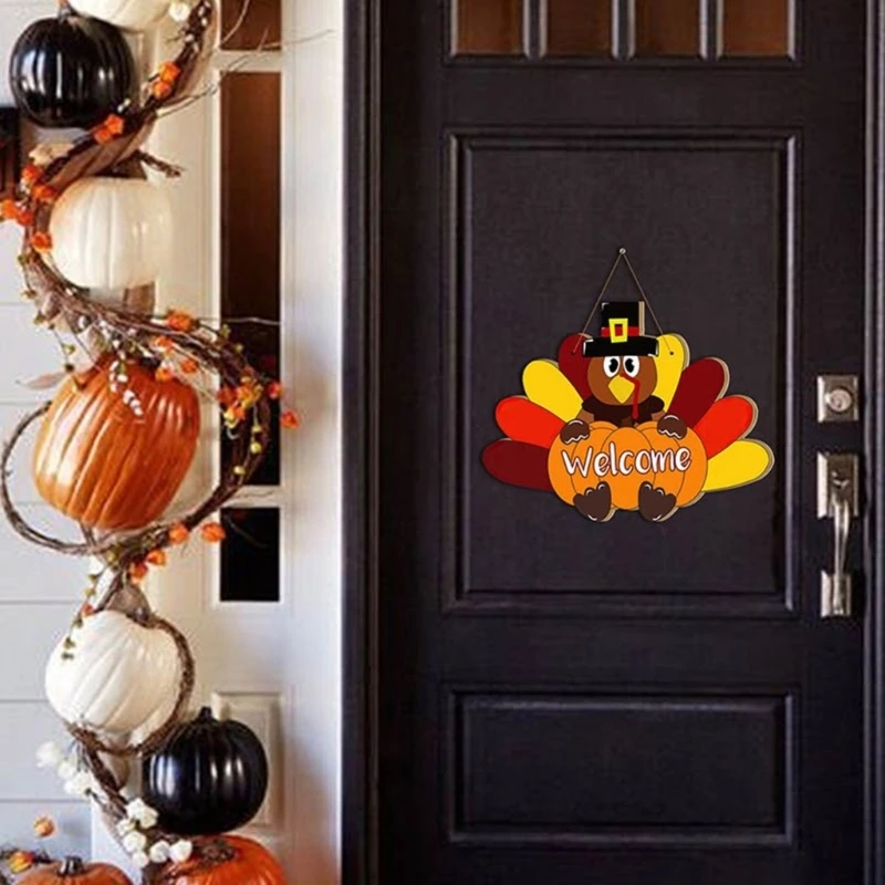 2024 Новый Подвесной знак на День Благодарения в Турции деревянная дверная вывеска