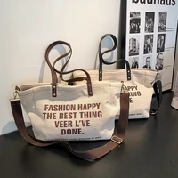 2022 large capacity brand letter printed canvas all match western style high quality texture women shoulder crossbody tote bag