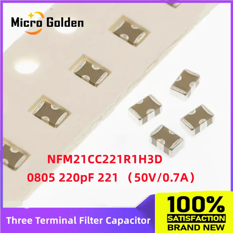 

(10PCS) 0805 220pF 50V 0.7A 2012 SMD Three-terminal Filter Capacitor NFM21CC221R1H3D EMI Static Noise Filter Ceramic capacitor