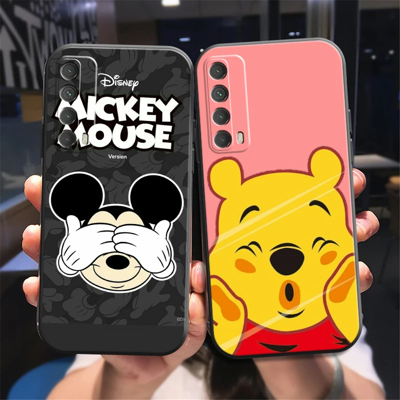 

Disney Mickey Mouse Phone Case For Huawei P Smart Z P20 P30 Honor 8X 9 9A 9X 10 10 Lite Liquid Silicon Funda Black