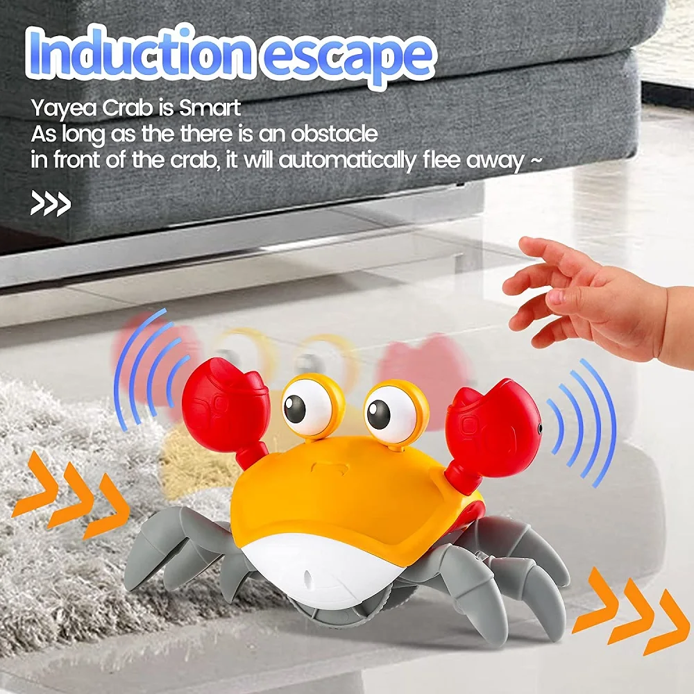 Electric Baby Walking Toys Induction Escape Mobile Crab Rechargeable Electric Pet Music Toys Birthday Gift Toys