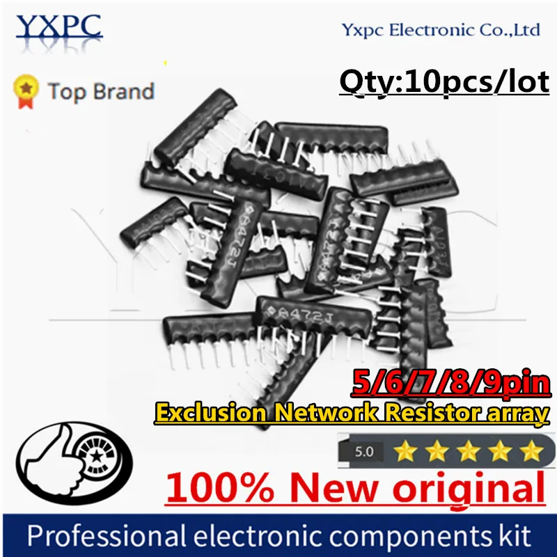 

10pcs 5pin 6pin 7pin 8pin 9pin A Exclusion Network Resistor array 100 220 330 470 510 680 1K 1.2K 2K 2.2K 3.3K 4.7K 10K 100K ohm