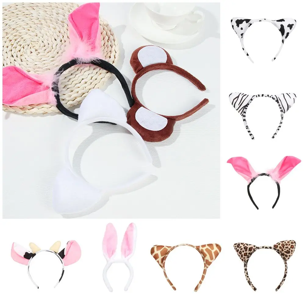 

Theme Party Plush Cartoon Dog Zebra Hair Accessories Animals Ears Headband Party Supply Hair Band