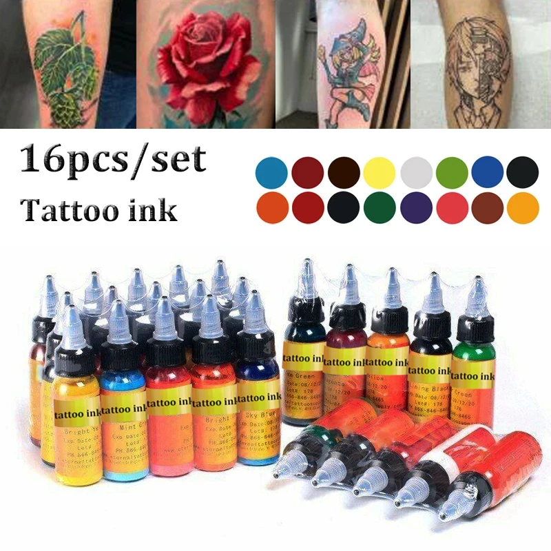 

30ml/bottle 16p Eternal Tattoo Ink Set Pigment Bottle Permanent Makeup Machine Tattoo Pigment Art for Eyebrow Eyeliner Lip Body