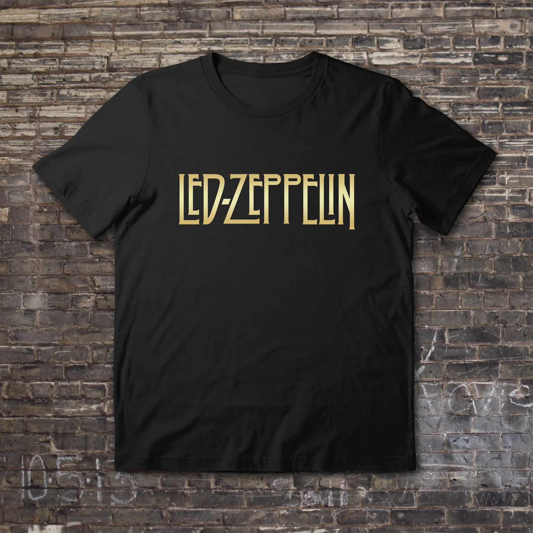 

Amazing Tees Male T Shirtl Oversized Essential Led Rock Band Zeppelin Gold Logo T-shirt Men T-shirts Graphic Short Sleeve S-3XL